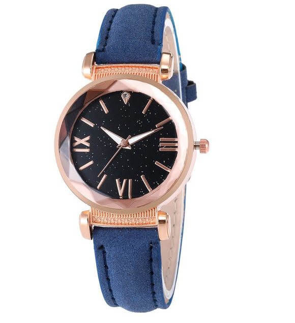 W436 Navy Blue Band Glitter Collection Quartz Watch - Iris Fashion Jewelry