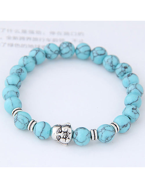 B60 Turquoise Crackle Stone Buddha Bracelet - Iris Fashion Jewelry