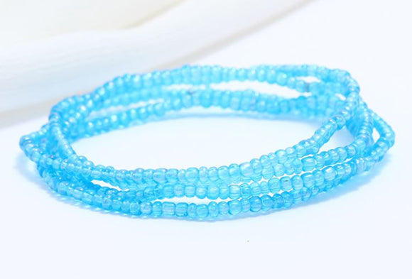 B1072 Translucent Blue Seed Beads Strand Bracelet - Iris Fashion Jewelry