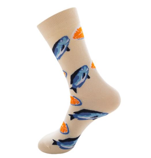 SF1024 Beige Tuna Fish Socks - Iris Fashion Jewelry