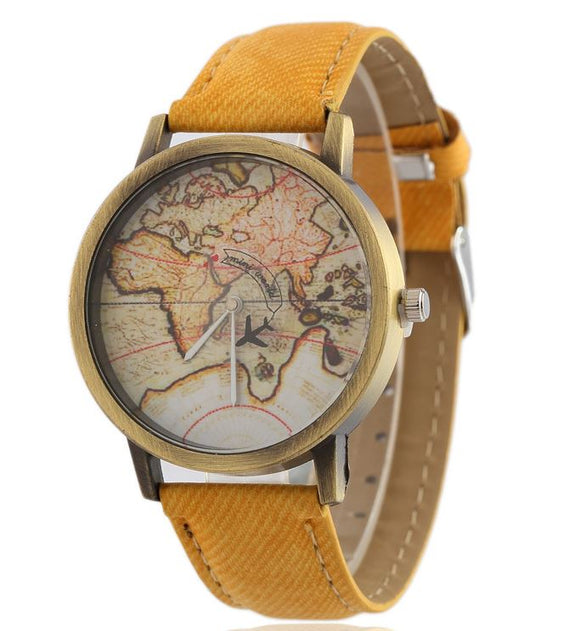 W421 Yellow Band World Traveler Collection Quartz Watch - Iris Fashion Jewelry