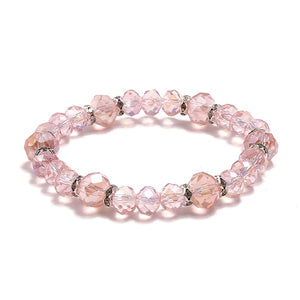 B416 Light Pink Bead Rhinestone Bracelet - Iris Fashion Jewelry