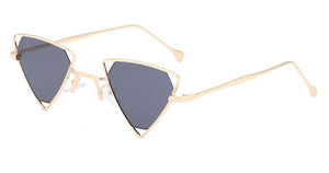S106 Black Lens Gold Metal Frame Triangle Sunglasses - Iris Fashion Jewelry