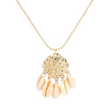 N1807 Gold Textured Seashell Tassel Necklace FREE Earrings - Iris Fashion Jewelry