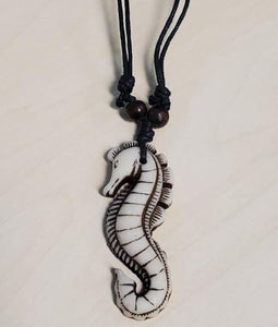 N428 Seahorse on Leather Cord Necklace - Iris Fashion Jewelry