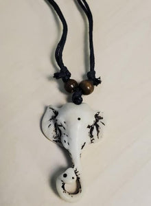 N1476 White Elephant on Leather Cord Necklace - Iris Fashion Jewelry
