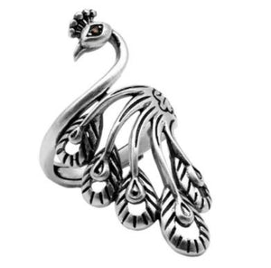AR32 Silver Peacock Adjustable Ring - Iris Fashion Jewelry