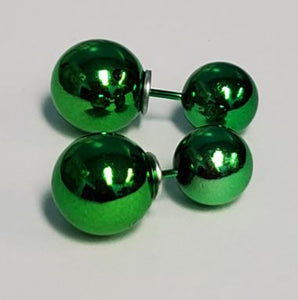 *E146 Green Small Double Ball Earrings - Iris Fashion Jewelry