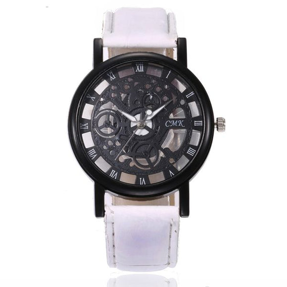 W157 White Band Gun Metal Black Gears Collection Quartz Watch - Iris Fashion Jewelry