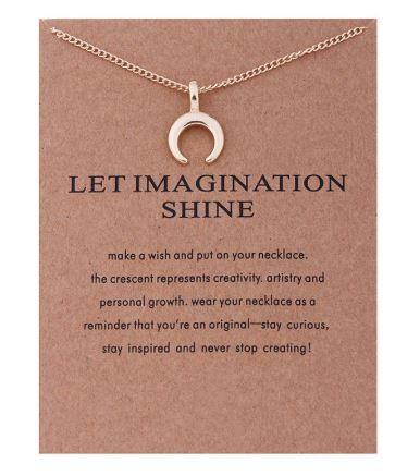 *N265 Gold Crescent Necklace on Gift Card with FREE Earrings - Iris Fashion Jewelry