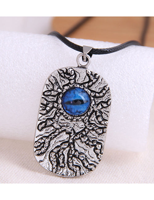 N1050 Silver Blue Eyeball on Leather Cord Necklace - Iris Fashion Jewelry