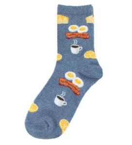 SF220 Pale Blue Breakfast Foods Socks - Iris Fashion Jewelry