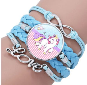 L353 Light Blue Unicorn Leather Layered Bracelet - Iris Fashion Jewelry