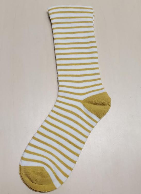 SF1306 White Golden Yellow Stripes Socks - Iris Fashion Jewelry