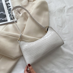 PB106 White Crocodile Print Shoulder Bag - Iris Fashion Jewelry