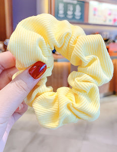 H463 Yellow Ribbed Hair Scrunchie - Iris Fashion Jewelry