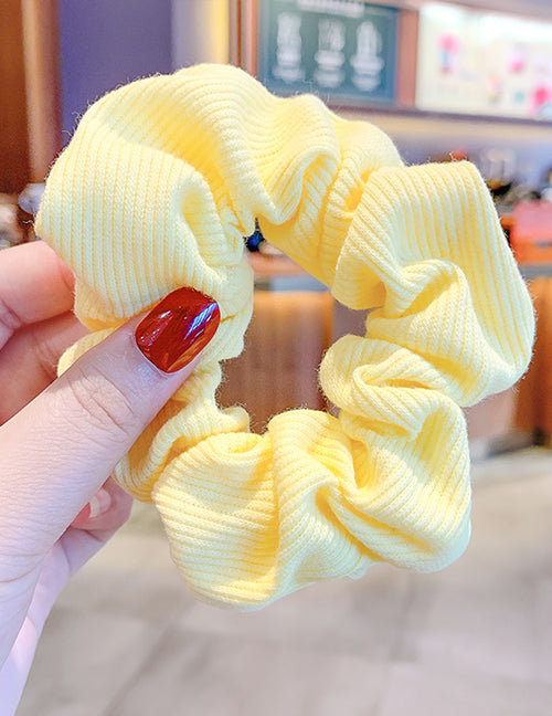 H463 Yellow Ribbed Hair Scrunchie - Iris Fashion Jewelry