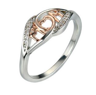 R457 Silver Rose Gold Mom Rhinestones Ring - Iris Fashion Jewelry