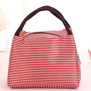 G178 Red Stripes Insulated Lunch Tote - Iris Fashion Jewelry