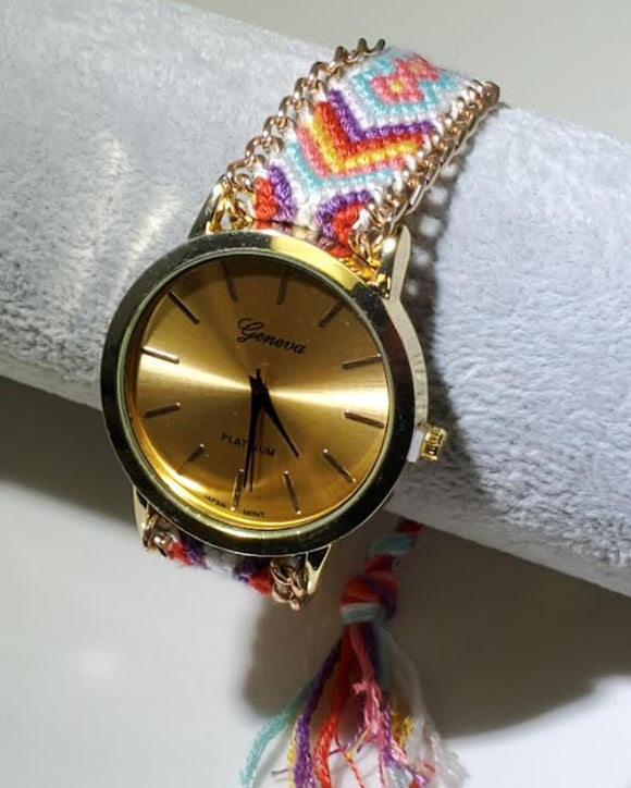 W579 Multi Color Knitted Pull Cord Quartz Watch - Iris Fashion Jewelry