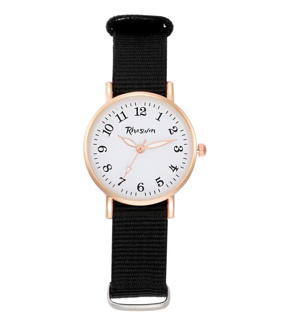W527 Black Fabric Band Quartz Watch - Iris Fashion Jewelry
