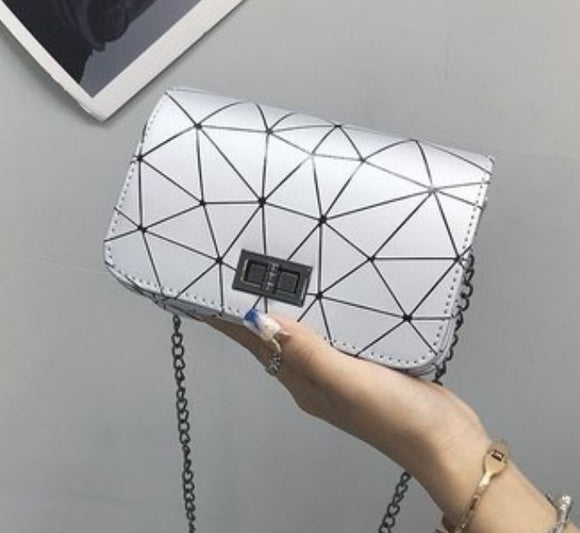 PB159 Silver Geometric Design Shoulder Bag - Iris Fashion Jewelry