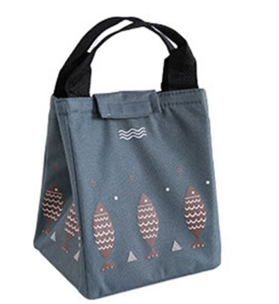G210 Gray Fish Insulated Lunch Tote with Velcro Closure - Iris Fashion Jewelry