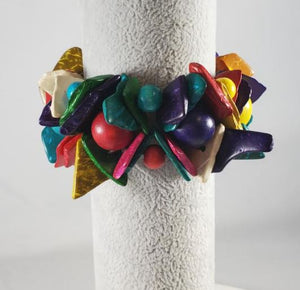 B233 Colorful Crushed Wooden Beads Bracelet - Iris Fashion Jewelry