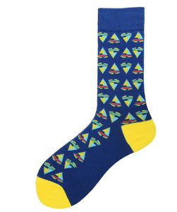 *SF928 Blue Colorful Triangles Socks - Iris Fashion Jewelry