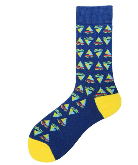 *SF928 Blue Colorful Triangles Socks - Iris Fashion Jewelry