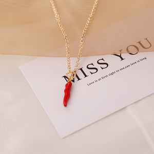 N450 Gold Red Hot Pepper Necklace With Free Earrings - Iris Fashion Jewelry