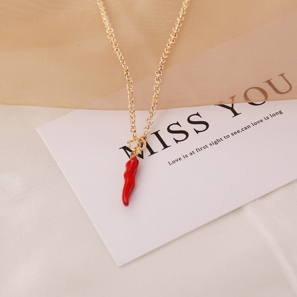 N450 Gold Red Hot Pepper Necklace With Free Earrings - Iris Fashion Jewelry