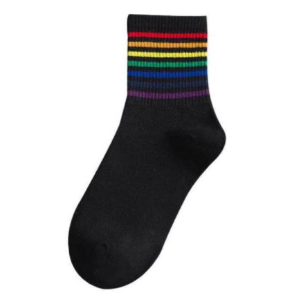 SF1155 Black Thin Line Rainbow Socks - Iris Fashion Jewelry