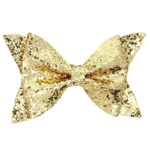 H400 Champagne Glitter Hair Bow - Iris Fashion Jewelry