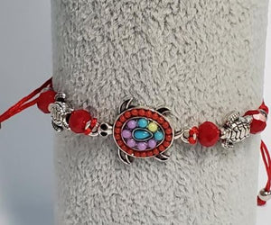 B369 Red Bead Turtle Cord Bracelet - Iris Fashion Jewelry