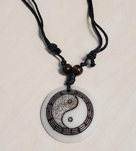 N54 Yin Yang on Leather Cord Necklace - Iris Fashion Jewelry
