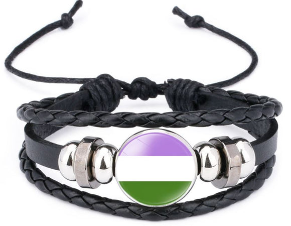 B958 Lavender & Green Leather Bracelet - Iris Fashion Jewelry