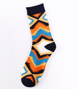 SF938 Orange & Turquoise Aztec Design Socks - Iris Fashion Jewelry
