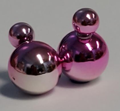 *E1241 Pink & Silver Two Tone Double Ball Earrings - Iris Fashion Jewelry