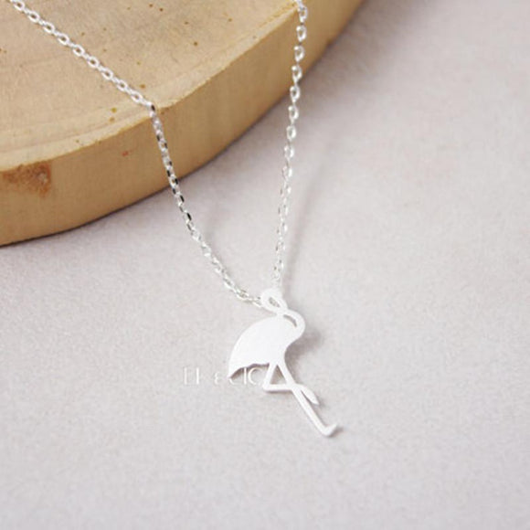 N1574 Silver Dainty Flamingo Necklace with FREE Earrings - Iris Fashion Jewelry