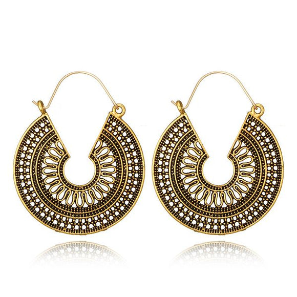 E1112 Gold Round Openwork Earrings - Iris Fashion Jewelry