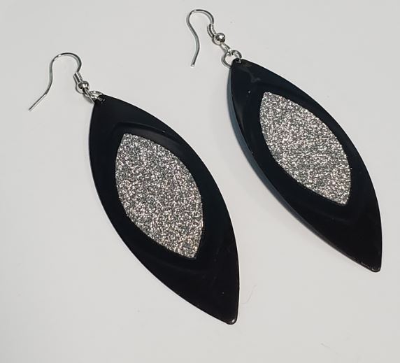 E20 Black Silver Glitter Earrings - Iris Fashion Jewelry