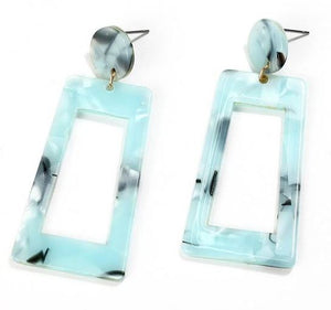 E1269 Light Blue Acrylic Rectangular Earrings - Iris Fashion Jewelry