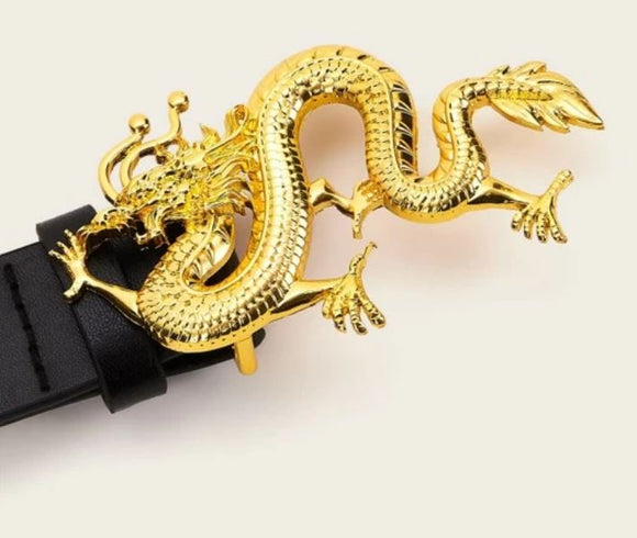 BU245 Bright Gold Dragon Belt Buckle - Iris Fashion Jewelry