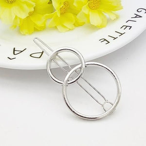 H535 Silver Double Circle Hair Clip - Iris Fashion Jewelry