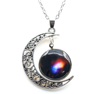 N627 Silver Moon Stargazer Necklace with FREE Earrings - Iris Fashion Jewelry