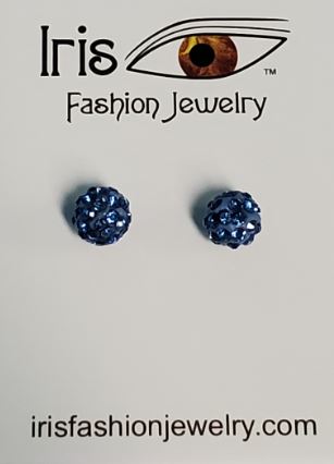 *E591 Light Blue Rhinestone Covered Ball Magnetic Earrings - Iris Fashion Jewelry