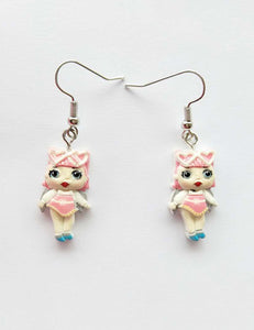 L46 Heart Goggles Cartoon Girl Dangle Earrings - Iris Fashion Jewelry