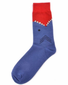 SF982 Navy Blue Shark Bitten Socks - Iris Fashion Jewelry