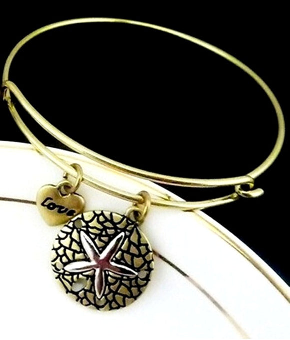 B645 Gold Silver Sand Dollar Charm Bracelet - Iris Fashion Jewelry